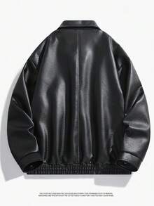 Leather Jacket Men's Motorcycle New Leather Jacket Men's PU Jacket Jacket - Black - View 3