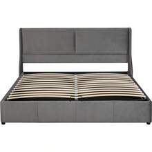Upholstered Bed, Ear-Shaped, Cushion Top, Double Bed, Hydraulic Functional Bed, 160 X 200, Grey