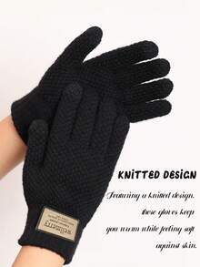 زوج من قفازات الرجال المحبوكة، مقاس كبير، مبطنة حرارية، مسمكة، جاكار، مقاومة للبرد ودافئة، متوافقة مع شاشة اللمس، خريف/شتاء - A - مشاهدة 2