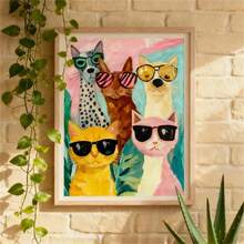 1 Tranh treo tường hình chó và mèo ngộ nghĩnh, Áp phích chân dung động vật vui nhộn, Trang trí cho người yêu thú cưng đầy màu sắc, Nghệ thuật treo tường hiện đại kỳ quặc, Trang trí tường, Áp phích phong cách tối giản hiện đại, Trang trí phòng khách và phòng ngủ, Trang trí phòng tắm, Quà tặng lý tưởng, Không có khung - Nhiều màu - Xem 1