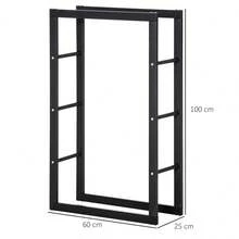 HOMCOM Wood Stove Support, Log Rack, Log Holder, 1 Kg Log Capacity, Black Steel, L60 X W25 X H100 (On Site) - 1 - View 5