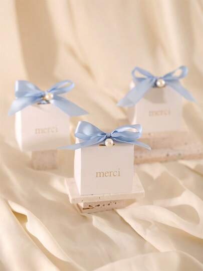 20Pcs Paper Gift Boxes With Golden 'merci' Labels, Including Ribbons And Beads - Perfect For Birthdays, Weddings, Mother's Day, And More - Available In Princess Theme