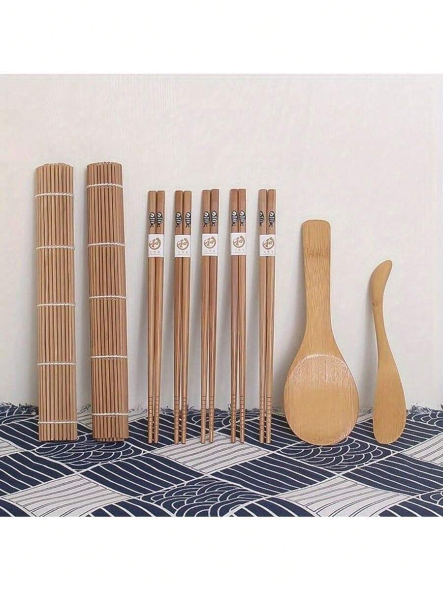 9件套DIY寿司制作套装 米饭模具 厨房寿司制作工具套装 寿司模具 烹饪工具套装 - 摩卡棕 - 查看 1