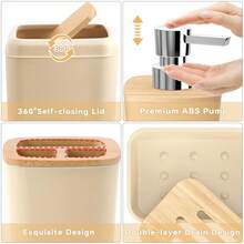 YESagoodShop Bathroom Set Black Trash Can  9 Piece Decor Toothbrush Holder Cup Lotion Dispenser Tray Soap Dish Toilet Brush Qtip 1763699629789 - 浴室套裝+浴簾+毛巾套裝 - 查看 6