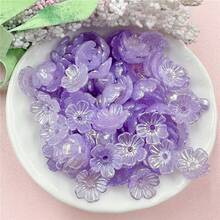 1 Bag/200Pcs 10.5mm Acrylic Small Daisy Pendant Flower Loose Beads Fashion   DIY Jewelry Making - Violet Purple - View 6