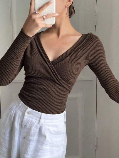 Livesso Women's Warm Fleece Crossed T-Shirt, Fall Clothes Long Sleeve Women Tops, Thermal Lined,Winter