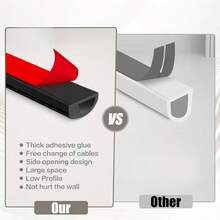 1PC 1m/2m/3meters Cable Hider,Flexible Cable Concealer For Wall Mounted TV, Self-Adhesive Cord Hider Protector Soft Wire Cover With Cap For Wall Home Office Use - Multicolor - View 5