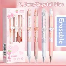 4pcs Erasable Gel Pens - 0.5mm Fine Tip Black Blue Ink For Exams, Comfort Grip Cute Pastel Design School Stationery, Classroom Essentials,Office Supplies,Cheap,Markers,School,Christmas - Multicolor - View 2