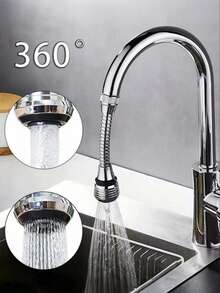 1/2 Pc 360° Rotating Faucet Extender, Faucet Water Saver, Stainless Steel Splash-Proof Nozzle, Faucet Booster, 2 Water Flow Modes, Suitable For Bathroom, Toilet, Kitchen, Dining Room, Sink, Wash Basin, Kitchen Gadgets/Daily Household Items/Kitchen Accessories/Bathroom Accessories - Multicolor - View 2