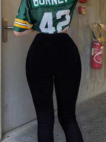 Women's Black Ripped Skinny Jeans With Buckle Straps Y2K Streetwear Denim Pants For Petite & Tall – Concert Rave Going Out Outfits - 黑色 - 查看 4