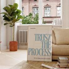 1张无框“相信过程”海报，蓝色极简主义字体，积极励志语录印刷品，宿舍装饰，酷炫公寓美学励志墙画，生日礼物，送给朋友，办公室装饰，无框积极海报，卧室墙画，时髦字体印刷品 - 彩色 - 查看 4