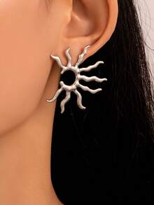 imoli Sun Design Stud Earrings - Silver - View 12