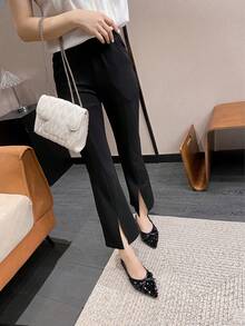 zuandashu 尺码偏大半码，可爱优雅的黑色亮片平底芭蕾舞鞋，尖头蝴蝶结软底乐福鞋，适合工作/通勤，尺码34-43，春夏秋三季百搭正装鞋 - 黑色 - 查看 10