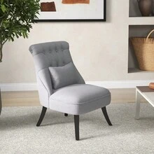 HOMCOM Relaxing Chair With Back Cushion, Elevated Feet, Linen Grey 52.5x69x77cm For Comfortable Relaxation
