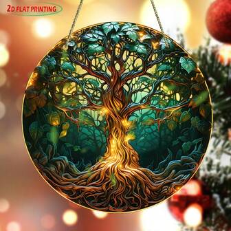 Atrapasol del árbol de la vida, arte de ventana de acrílico colorido para Navidad, esperanza y bendiciones de Año Nuevo. Un regalo reconfortante para mamá y la mejor amiga