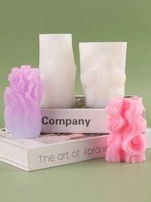 波浪柱香薰蜡烛模具 DIY 几何圆柱香薰石石膏模具 - 白色 - 查看 1