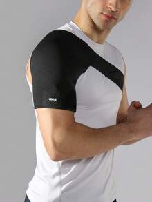 VBOSI 1pc Unisex Breathable Elastic Shoulder Support Rotator Cuff Brace, Adjustable For Left Or Right Arm, Suitable For Gym And Sports - Black - View 7