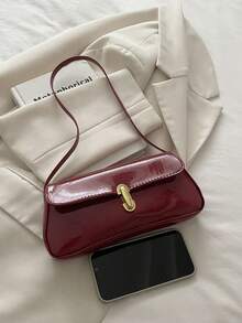 Women's Retro Faux Leather Flap Decor Underarm Shoulder Bag, Suitable For Dates, Outings, Parties And Other Occasions - Red - View 7
