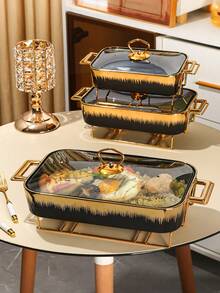 Ceramic Plate, Suitable For Cooking, Dining Room, Home, Kitchen, Tableware, Baking Tray, Casserole, Tray, Salad Bowl, Fruit Plate, Soup Pot, Baking Tray, Applicable For Bread, Turkey, Cheese, Pizza, Outdoor, Wedding, Party, Gift, Birthday - Multicolor - View 6