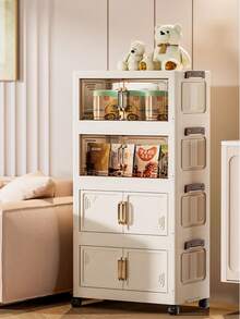 Durable Multi-Function Foldable Storage Box With Lid And Wheels - 3-Door Stackable Storage Bin, Suitable For Storing Clothes, Snacks And Camping Gear - White - View 5