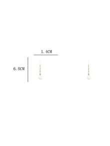 1 par de elegantes y lujosos pendientes de borla larga con circonita, estilo francés, versátiles pendientes de perla falsa únicos para mujeres