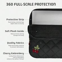 Cute Cherry Floral Puffy Tablet Sleeve Compatible With Ipad Pro 11-Inch , Laptop Sleeve Bag Cover Girly Puffy Quilted 13-14 /15-15.6 Inch. Computer Bag For Women Gift. Carrying Case Cover 14 /16 Inch, 13 Inch Quilted Design Soft Cute Puffer Bag Case For College Students - Black - View 7