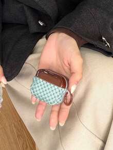 Argyle Pattern Niche Design Mint Green & Brown Rhombus Pattern Protective Case Compatible With Airpods 4, Pro 3rd Gen, Apple Wireless Bluetooth Earphones 2nd Gen, 3, Soft Full Coverage Case For Women - Multicolor - View 11