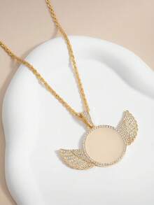 Fashionable European & American Hip-Hop Style Rhinestone Wing Pendant Necklace, Versatile & Unique Valentine's Day Accessories - Necklace - View 4