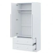 Wardrobe 70*40*170cm, Double Door Design, With Drawers And Shelves, White (Old SKU: LDB00307AAK) - 1 - View 2