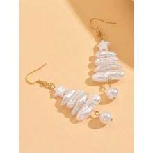 2pcs Elegant Pearl Christmas Tree & Star Design Earrings, Baroque Pearl Style, Versatile For All Occasions, Holiday Gift Choice Christmas Decorations Home Christmas Gifts Christmas Decor - Multicolor - Ver 5