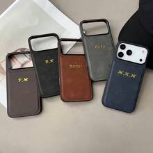 Personalized Letter Engraved Phone Case, Multiple Classic Colors Available, Compatible With 17/16/15/14/13/12/11 Pro Max Series, Lens Protection, Gold Foil Process, 17 Pro Max Phone Case, Perfect Christmas Gift Choice - Multicolor - View 6