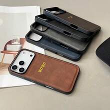 Personalized Letter Engraved Phone Case, Multiple Classic Colors Available, Compatible With 17/16/15/14/13/12/11 Pro Max Series, Lens Protection, Gold Foil Process, 17 Pro Max Phone Case, Perfect Christmas Gift Choice - Multicolor - View 7