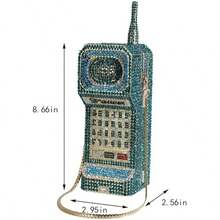 Women Funny Cellphone Shape Rhinestone Clutch Purse Cute Crystal Handbag Novelty Diamond Evening Bag For Party Prom - Blue - View 2