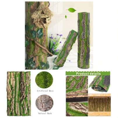 Cork Terrarium Background, Reptile Bark Backdrop Wall Decor And Artificial Moss Gecko, Tortoise, Chameleon 2 Pack