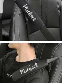 1pc Custom Embroidered Name Car Seat Belt Shoulder Pad, Backpack Shoulder Pad, Seat Belt Anti-Strangle Cover, Multi-Function Shoulder Strap Pad, Universal For All Seasons, Suitable For All Car Models, Can Also Be Used For Backpack Straps, Camera Straps, Luggage Straps, Guitar Bag Straps, Etc - Multicolor - View 3