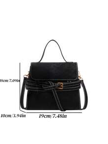 Túi xách vuông nữ, thời trang tối giản cổ điển thanh lịch da PU mờ, thích hợp đeo vai, phù hợp với phụ nữ, trẻ em gái, sinh viên đại học, thích hợp để mua sắm, đi làm, màu đen - Xem 6