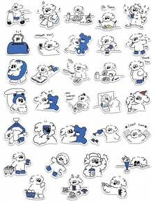 65pcs Naughty Little Dog Sticker Cute Funny Decal For Phone Luggage Diary Guitar Envelope Label DIY Sticker Holiday Gift