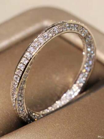 1 件精美 925 纯银立方氧化锆戒指 女士结婚首饰 精致珠宝