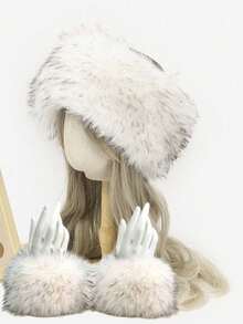 1pc Fashionable Faux Rabbit Fur Warm Topless Headband Hat - Multicolor - View 25