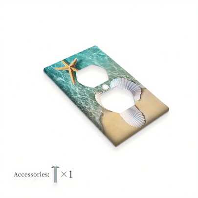 [Beach Shell Switch Cover] 1pc Coastal Beach Shell Printed 1Gang/2Gang Art Plate - Decorative Wall Switch Cover For Indoor & Outdoor Use, Perfect For