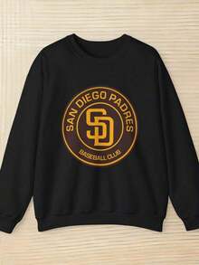 San Diego Padres Baseball Club Logo  Sweatshirt (2) Unisex Plus Size Sweatshirts - 黑色 - 查看 7