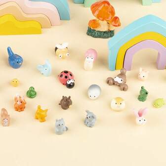23pcs Resin Animal Figurines, Quiet Little Animals, Suitable For Classroom, Fairy Garden And Potted Plant Decor, Cute Desktop Pet Series