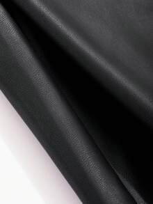 Livesso Women's Pu Material Long Split Skirt,Ladies Late Fall Elegant Split,Zipper Midi Regular Fit Ultra High Waist Black Plain Women Skirts,Casual Daily Wear,Pencil Skirt Leather Skirt - Black - View 3