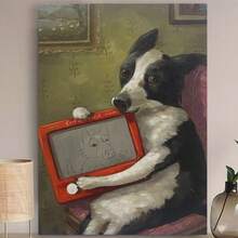 Framed Alison Friend-Douglas Made A Portrait Of His Best Friend Paul-PetPainting Artworks Canvas Poster Room Aesthetic Wall Art Prints Home Modern Decor For Fall Decor, Room Decoration, Wall Decor For Bedrooms, Living Rooms, Hallways, For Bedroom, Bathroom, Office, Perfect Gift ,For Bathroom,Home Decor, Office Wall Art,Bathroom Decor, Perfect For Room Decor - Đóng khung - Xem 1
