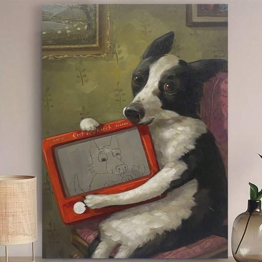 Framed Alison Friend-Douglas Made A Portrait Of His Best Friend Paul-PetPainting Artworks Canvas Poster Room Aesthetic Wall Art Prints Home Modern Decor For Fall Decor, Room Decoration, Wall Decor For Bedrooms, Living Rooms, Hallways, For Bedroom, Bathroom, Office, Perfect Gift ,For Bathroom,Home Decor, Office Wall Art,Bathroom Decor, Perfect For Room Decor - Đóng khung - Xem 1