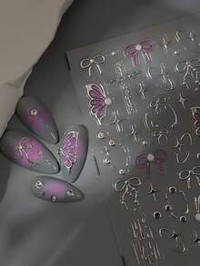 1 片 5D 立体浮雕花朵美甲贴纸，彩色花瓣设计，亚克力自粘滑动装饰，适合秋冬季女性美甲装饰