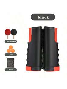 1 Set Portable Ping Pong Set: Quick Assembly, Includes Rackets, Balls And Retractable Net, Suitable For Indoor/Outdoor Recreation, Random Color Ping Pong Balls