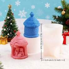 小型3D耶稣诞生硅胶模具，耶稣诞生蜡烛模具，硅胶树脂模具，适用于蜡烛、肥皂、树脂、香薰珠、香氛珠、DIY工艺品、蜡、石膏、粘土、圣诞礼物 - 白色 - 查看 7