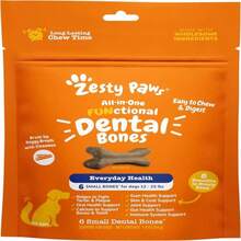 Zesty Paws Dental Bones - Fights Tartar &Amp; Plaque - Gum, Teeth &Amp; Bone Health - Cinnamon For Dog Breath - Immune, Joint, Gut, Skin &Amp; Coat Support - Omega 3 EPA &Amp; DHA And Calcium - Small Dogs - 28 Ct - ColorE - 查看 1