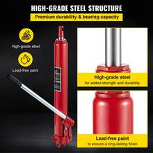 Hydraulic Long Ram Jack, 3 Tons/6600 Lbs Capacity, With Single Piston Pump And Clevis Base, Manual Cherry Picker With Handle, For Garage/Shop Cranes, Engine Lift Hoist, Red - 3 Tons Red - View 6